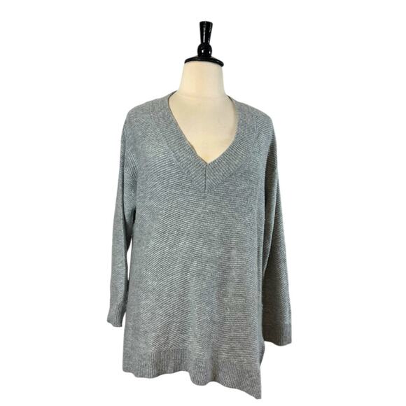 Harve Benard Sweater V-neck Oversized Wool Blend Gray Women’s Size XL - Picture 1 of 10